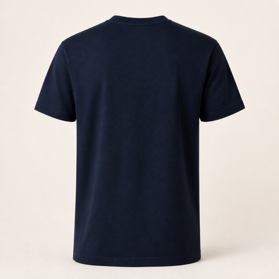 Demo premium T-shirt in navy, back view